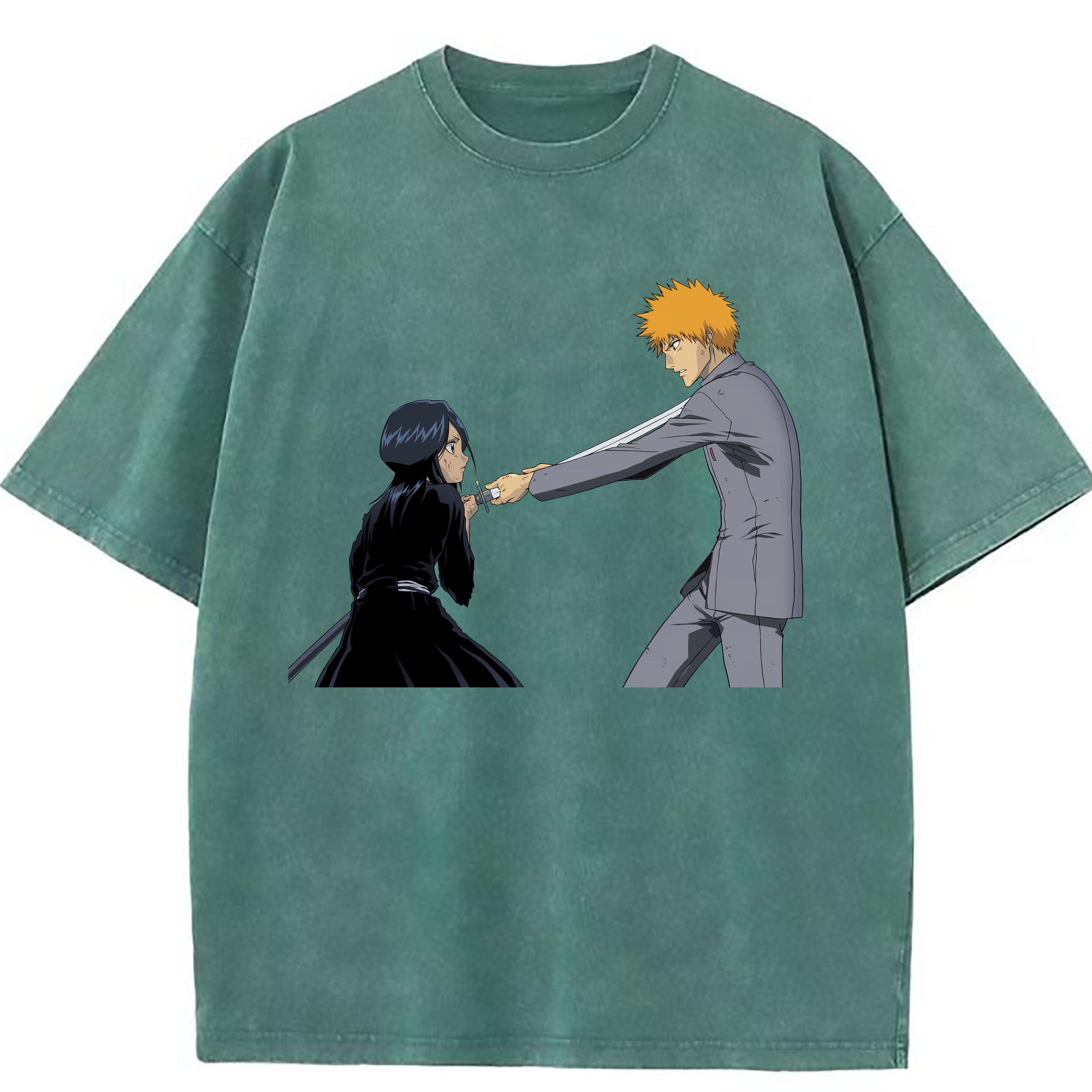（画像用） ブリーチ 朽木ルキア BLEACH Kuchiki Rukia 綿100% ヴィンテージ風 半袖Tシャツ（フロントプリント）